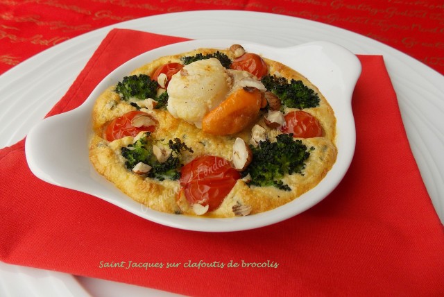 Saint Jacques sur clafoutis de brocolis       041