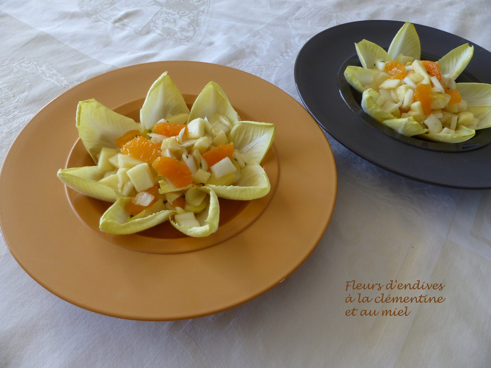 Fleurs d'endives à la clémentine et au miel R P1070975