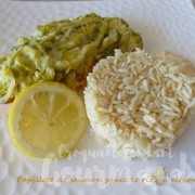 Papillote de saumon sauce et riz au citron P1220839 R